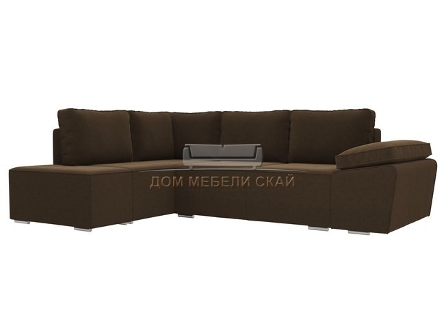 Угловой диван-кровать левый Хавьер, коричневый/микровельвет