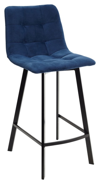 Полубарный стул CHILLI-QB SQUARE, велюр синий #29/черный каркас