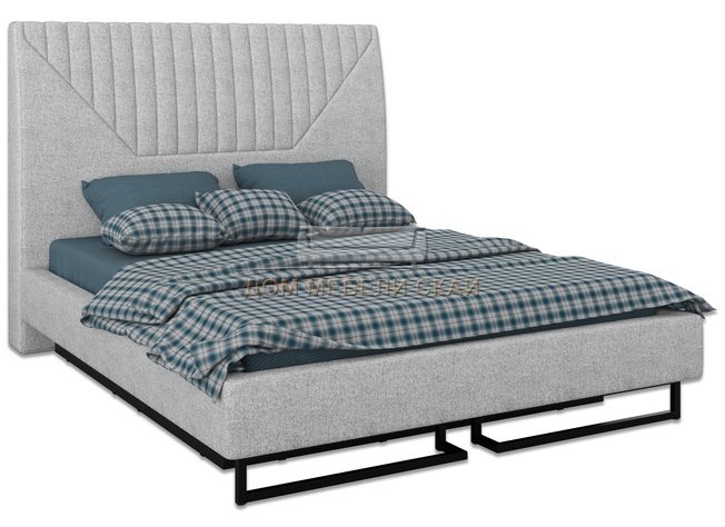 Кровать полутороспальная 140x200 Loft Alberta с подъемным механизмом и ящиком, серый