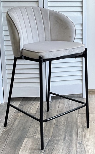 Полубарный стул WENDY, велюровый светло-серого цвета BLUVEL-03