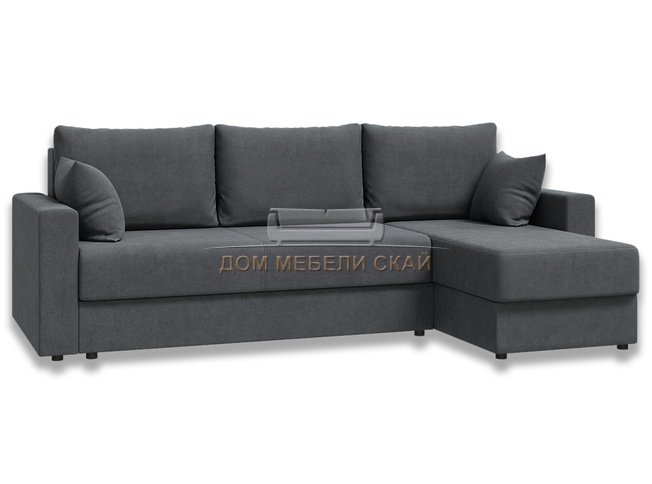 Угловой диван-кровать Лира с боковинами, темно-серый велюр