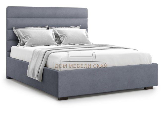 Кровать двуспальная 160x200 Karezza с подъемным механизмом, серый велюр velutto 32