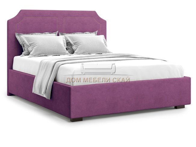 Кровать полутороспальная 140x200 Lago с подъемным механизмом, фиолетовый велюр velutto 15