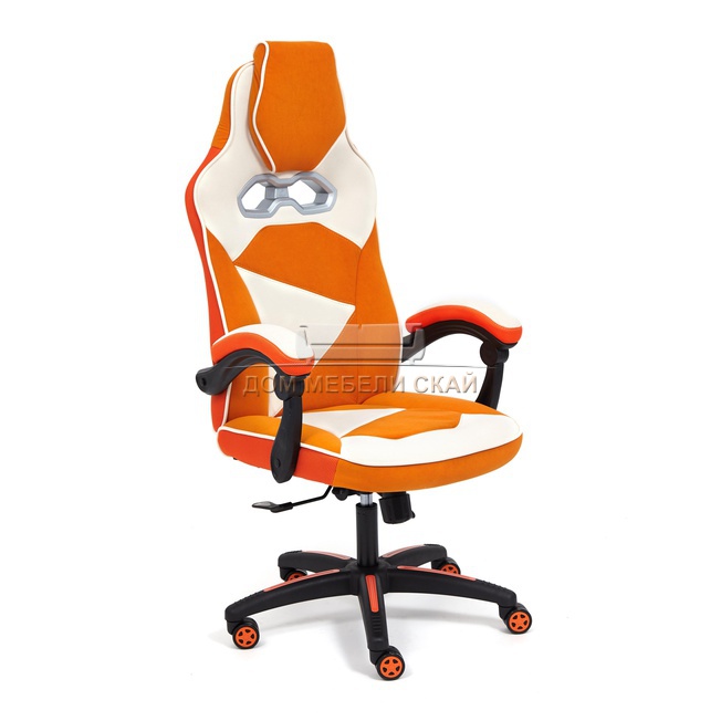 Кресло офисное ARENA, флок/ткань/молочный/оранжевый