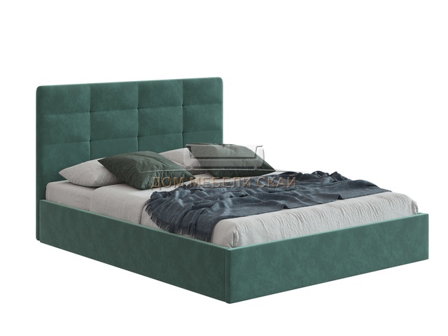 Кровать полутороспальная 140х200 Соната с ПМ, велюр зеленый(happy697)
