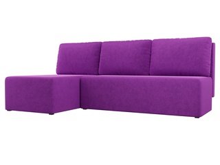 Угловой диван-кровать левый Поло, фиолетовый/микровельвет