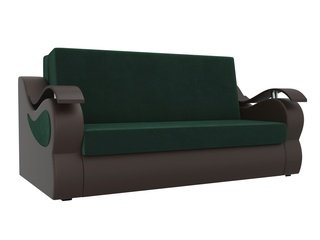 Диван-кровать аккордеон Меркурий, зеленый/коричневый/велюр/экокожа
