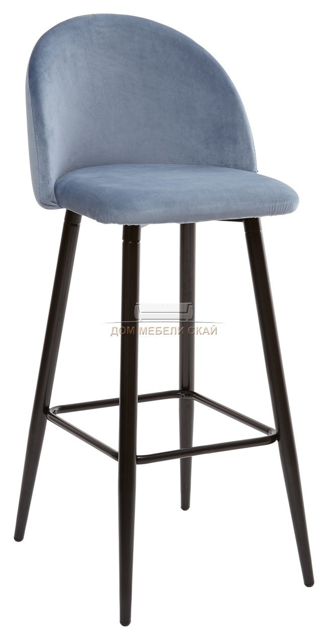 Барный стул MALIBU, велюровый синего цвета