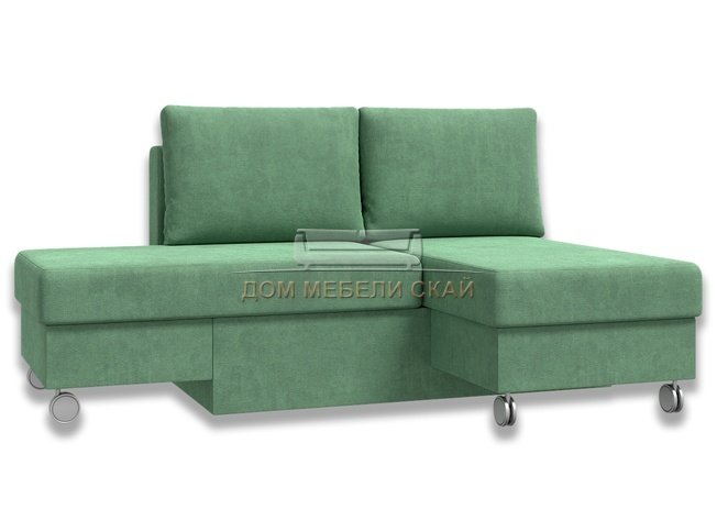 Угловой диван-кровать Лира трансформер, зеленый велюр