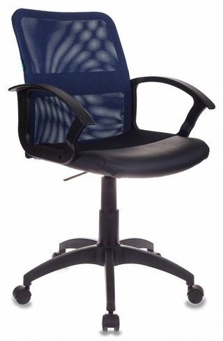 Кресло офисное CH-590, черная экокожа/синяя сетка