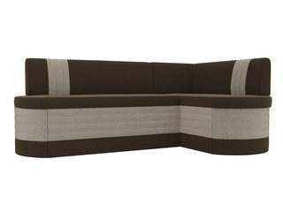 Кухонный угловой диван правый Токио, коричневый/бежевый/микровельвет