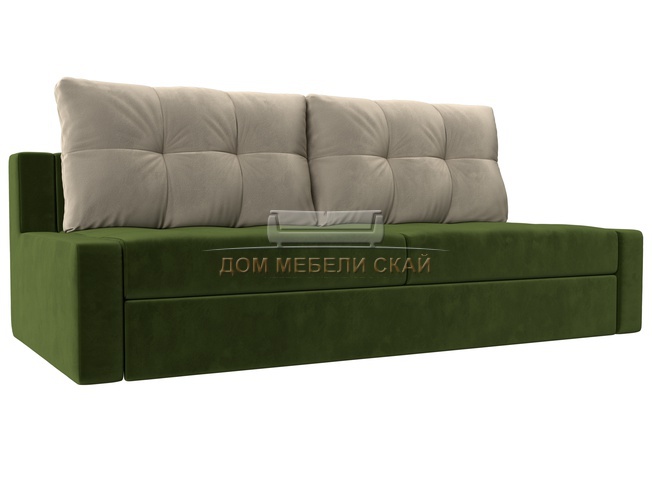 Диван-кровать Мартин, зеленый/бежевый/микровельвет