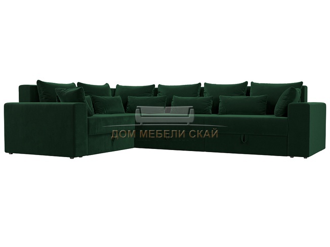 Угловой диван-кровать левый Майами Long, зеленый/велюр