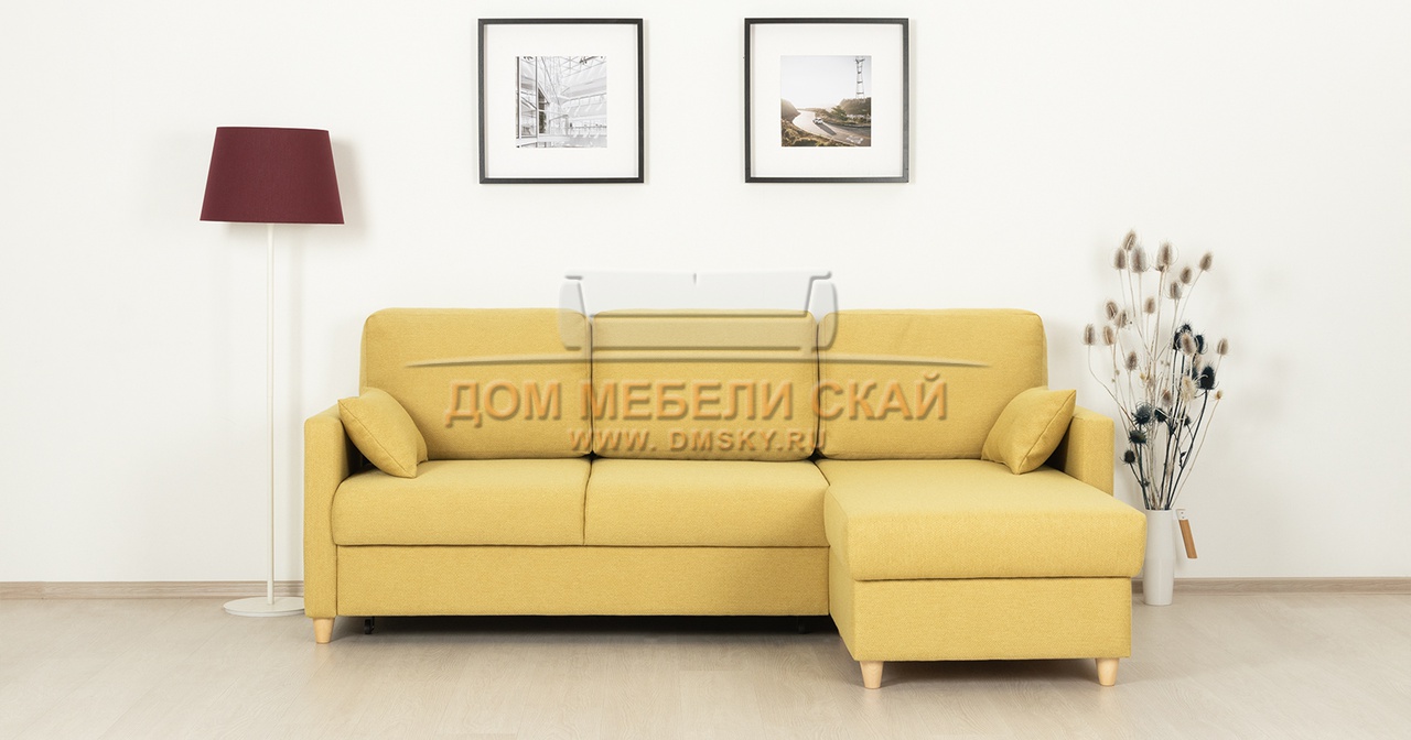 Диван-кровать угловой Дилан, рогожка желтая ТД 424 - купить в Москвенедорого по цене 70 860 руб. (арт. B10027483)