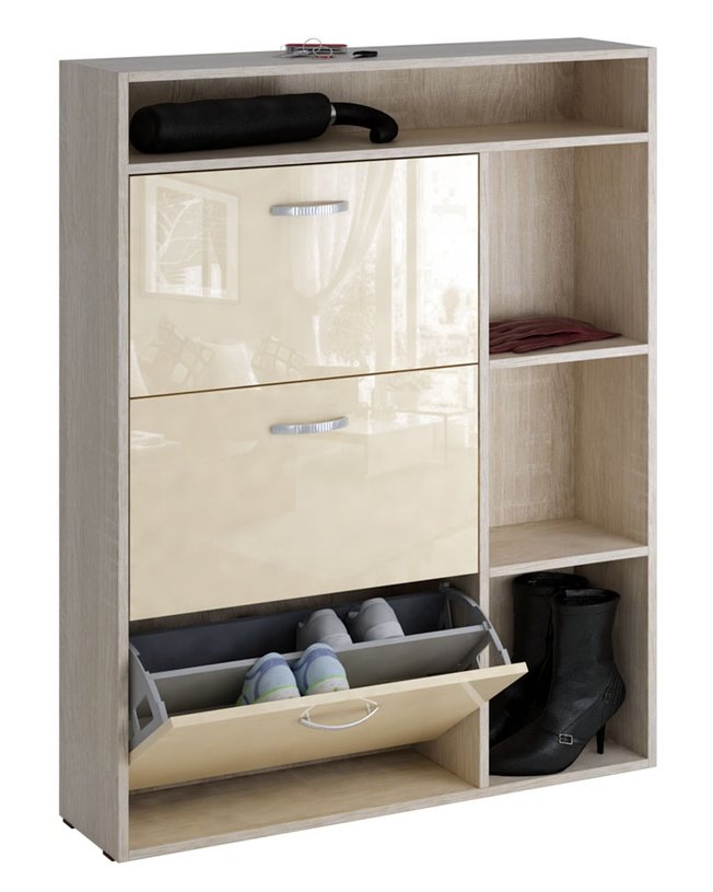 

Обувница Милан-22 глянец, дуб сонома/бежевый