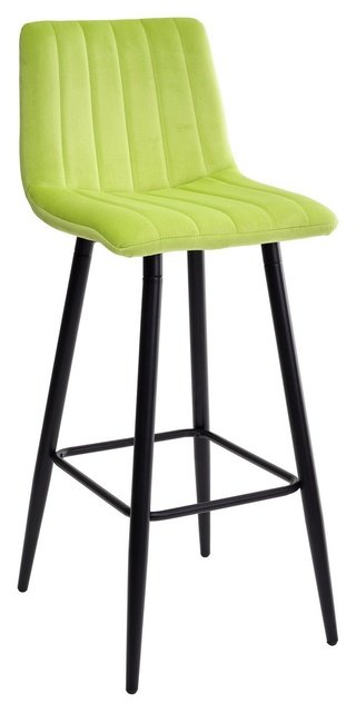 Барный стул DERRY, велюровый светло-зеленого цвета стебелек перца/черный