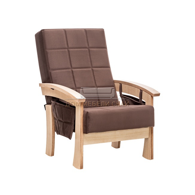 Кресло для отдыха Нордик, велюр коричневый Maxx 235/дуб шпон