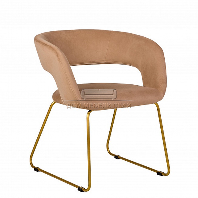 Стул-кресло Walter, велюровый бежевого цвета/линк золото