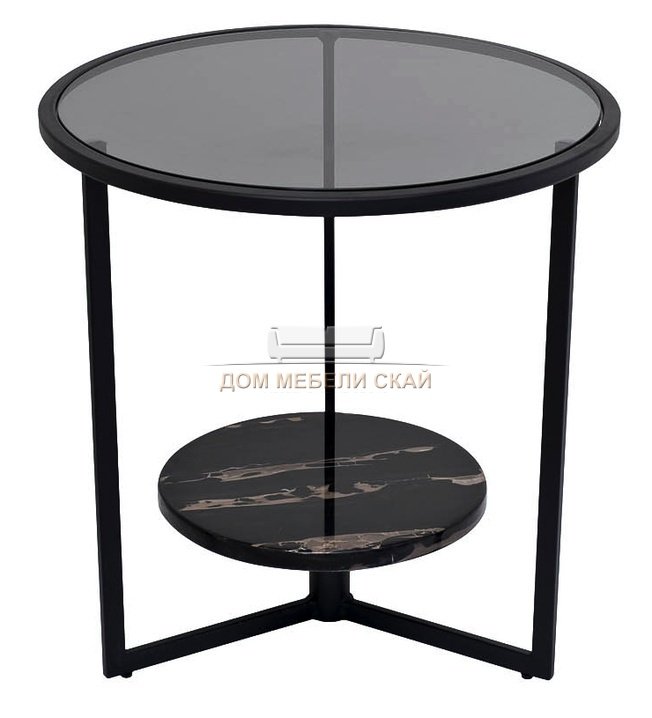Журнальный стол круглый с темным стеклом 57EL-ET181B