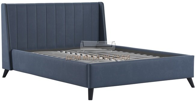 Каркас кровати Мелисса 160х200, велюр серо-синяя