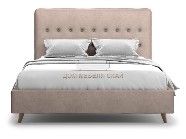Кровать полутороспальная 140x200 Bergamo Lux, коричневый велюр velutto 22