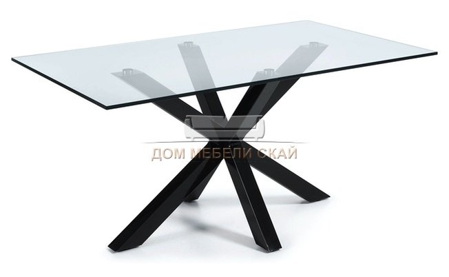 Стол обеденный Arya 180x100, черный каркас/прозрачное стекло C409C07
