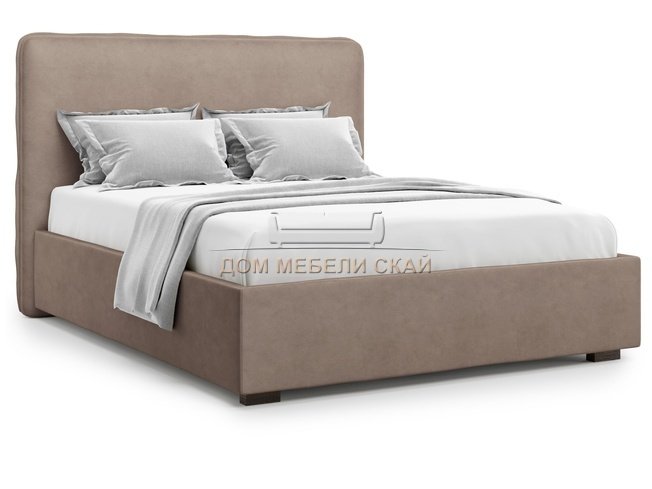 Кровать полутороспальная 140x200 Brachano с подъемным механизмом, коричневый велюр velutto 22