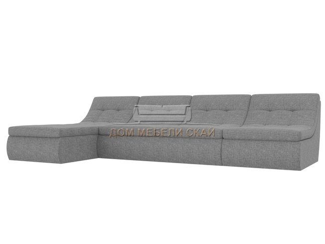 Угловой модульный диван-кровать левый Холидей, серый/рогожка