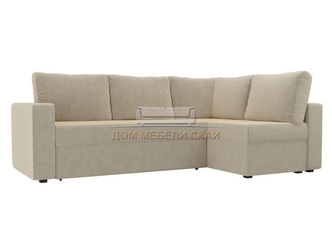 Угловой диван-кровать правый Оливер, бежевый/микровельвет