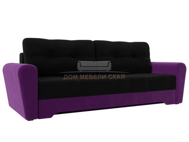 Диван-кровать Амстердам, черный/фиолетовый/микровельвет