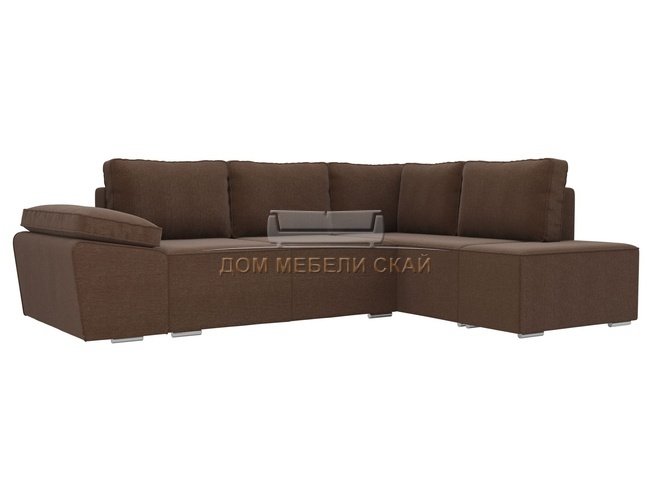 Угловой диван-кровать правый Хавьер, коричневый/рогожка