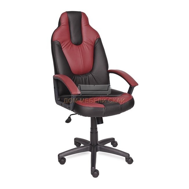 Кресло офисное Нео Neo 2, черная/бордовая экокожа