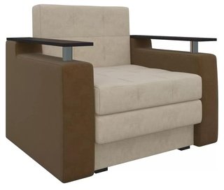 Кресло-кровать Мираж, бежевое/коричневое/микровельвет