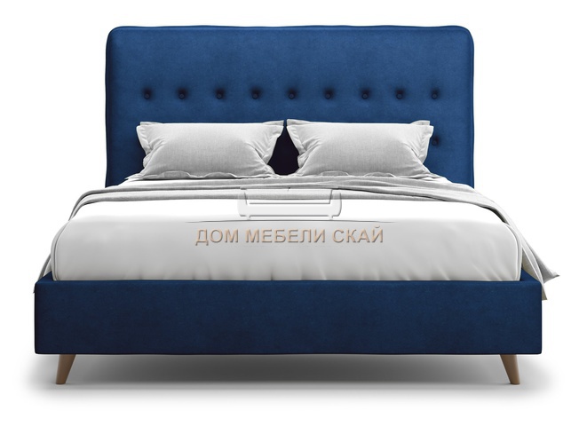 Кровать двуспальная 180x200 Bergamo Lux, синий велюр velutto 26