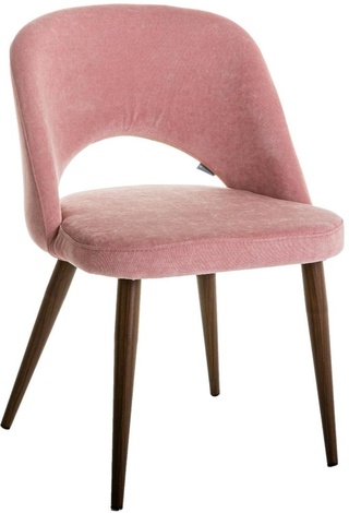Стул-кресло Lars, микровельвет розового цвета/тёмный орех
