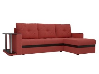 Угловой диван-кровать правый Атланта М, коралловый/микровельвет