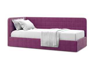 Кровать-кушетка мягкая Tichina 90x200 с ПМ, левая/фиолетовый велюр velutto 15