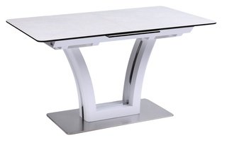 Стол обеденный FUSION 140, белый сатин/серый