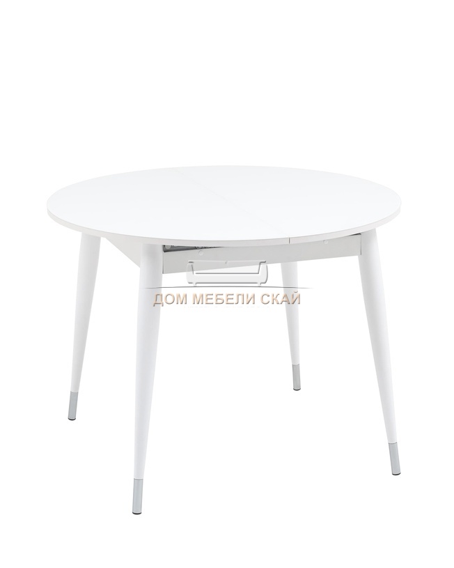 Стол обеденный раскладной круглый Сидней 100, белый матовый