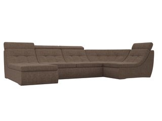 П-образный угловой диван Холидей Люкс, коричневый/рогожка