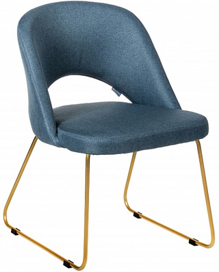 Стул-кресло Lars, рогожка синего цвета/линк золото