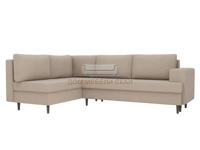 Угловой диван-кровать левый Сильвана, бежевый/рогожка