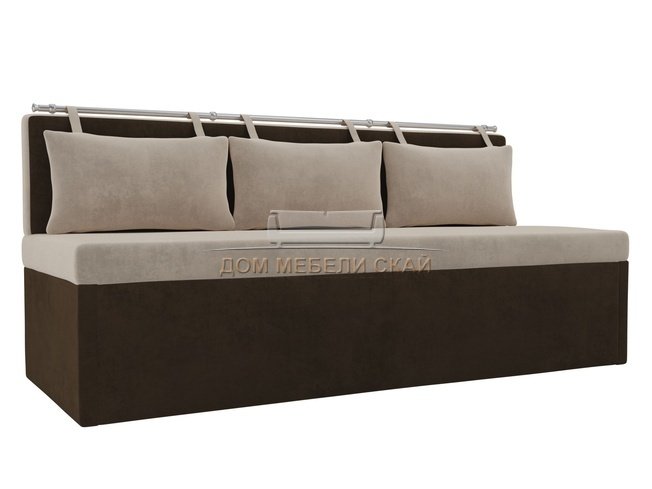 Кухонный диван со спальным местом Метро, бежевый/коричневый/велюр