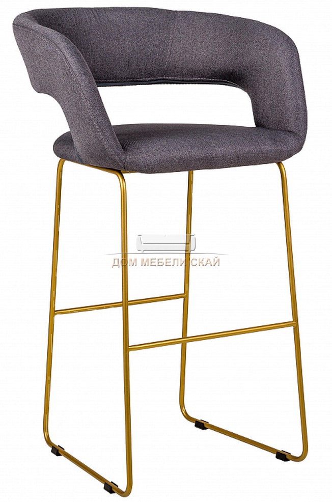 Стул-кресло барное Walter, рогожка темно-серого цвета/линк золото