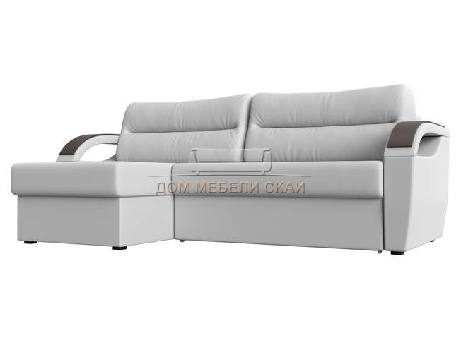 Угловой диван-кровать левый Форсайт, белый/экокожа