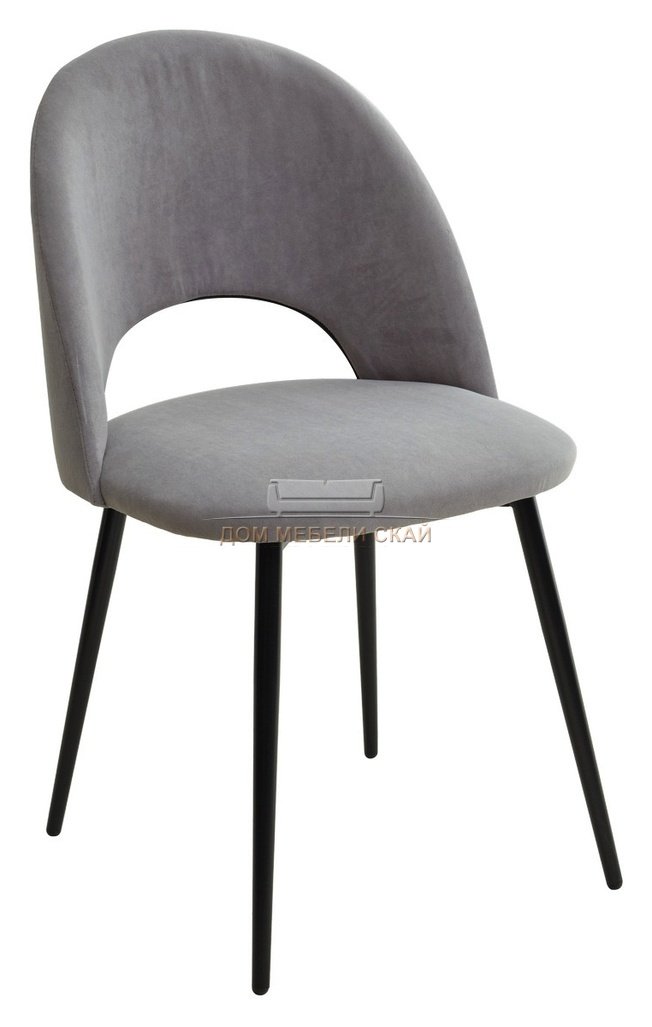 Стул РАМОУНЗ, v07 велюровый серого цвета/черный каркас