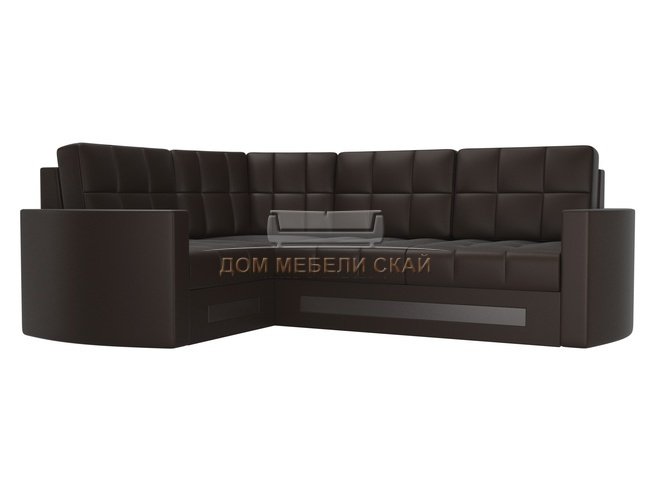 Угловой диван-кровать левый Белла, коричневый/экокожа