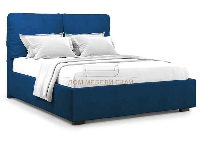 Кровать двуспальная 160x200 Trazimeno без подъемного механизма, синий велюр velutto 26
