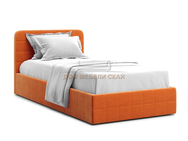 Кровать односпальная Adda 90x200 с ПМ, оранжевый велюр velutto 27