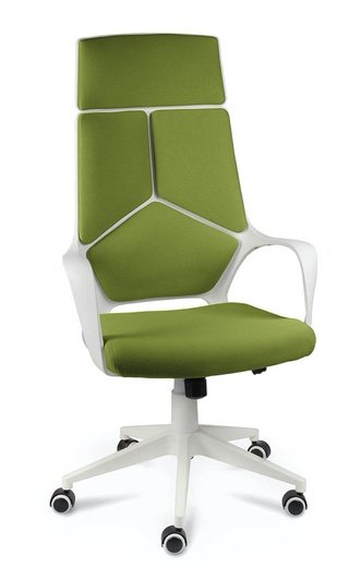 Кресло офисное IQ, white plastic/green/белый пластик/зеленая ткань